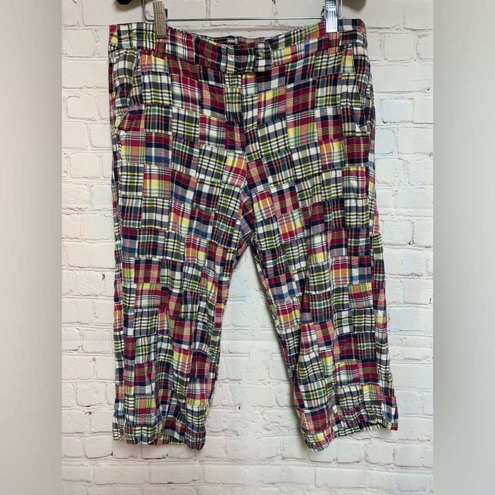 Vintage J. Crew Madras Cropped Y2K Pants Size 8